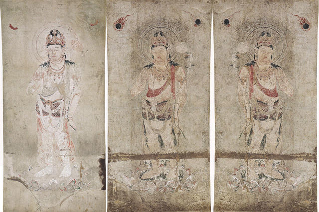 法隆寺金堂壁画 第4号壁 勢至菩薩像＋第3号壁 観音菩薩像（反転）＋同3号壁