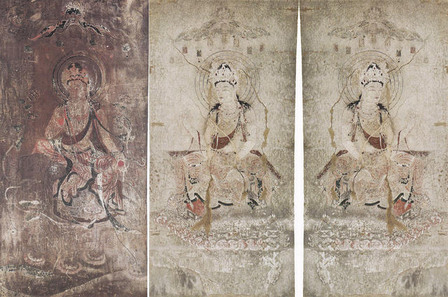 法隆寺金堂壁画 第11号壁 普賢菩薩像　第8号壁 文殊菩薩像